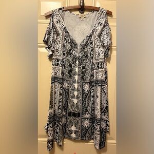 One World Print Cold Shoulder Dress in Size Medium
